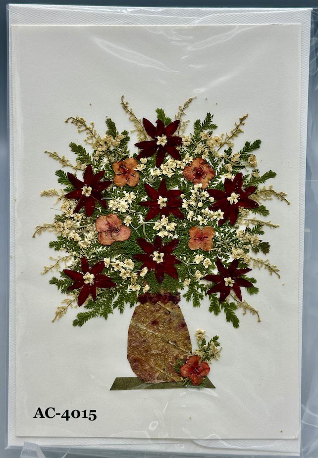Handmade Pressed Dried Real Flower Greeting Card - Floral Arrangement