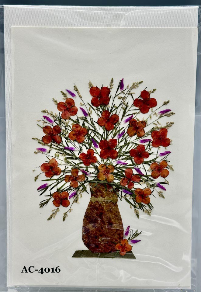 Handmade Pressed Dried Real Flower Greeting Card - Floral Arrangement