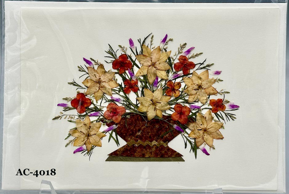Handmade Pressed Dried Real Flower Greeting Card - Floral Arrangement