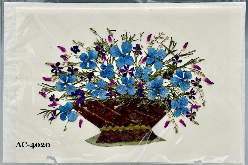 Handmade Pressed Dried Real Flower Greeting Card - Floral Arrangement