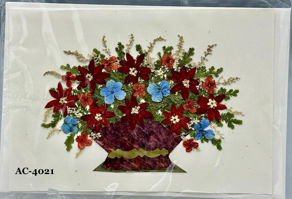 Handmade Pressed Dried Real Flower Greeting Card - Floral Arrangement