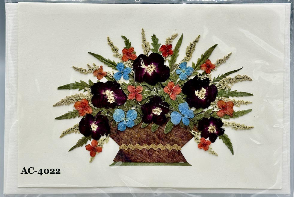 Handmade Pressed Dried Real Flower Greeting Card - Floral Arrangement