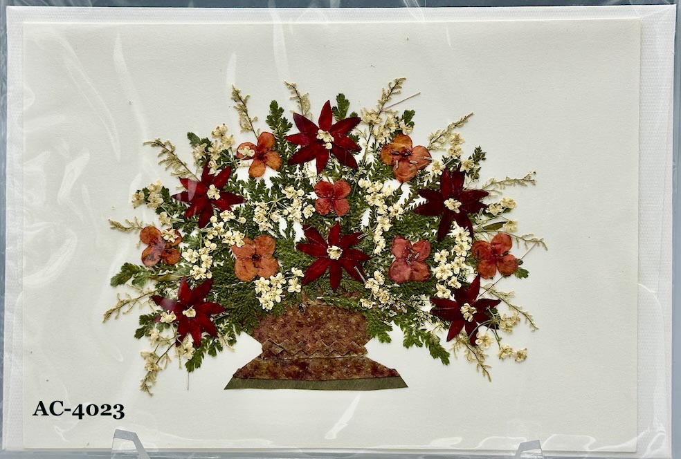 Handmade Pressed Dried Real Flower Greeting Card - Floral Arrangement