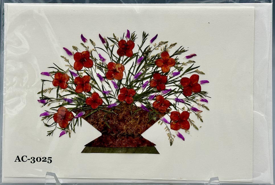 Handmade Pressed Dried Real Flower Greeting Card - Floral Arrangement