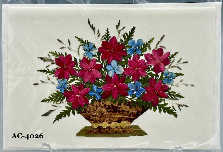 Handmade Pressed Dried Real Flower Greeting Card - Floral Arrangement