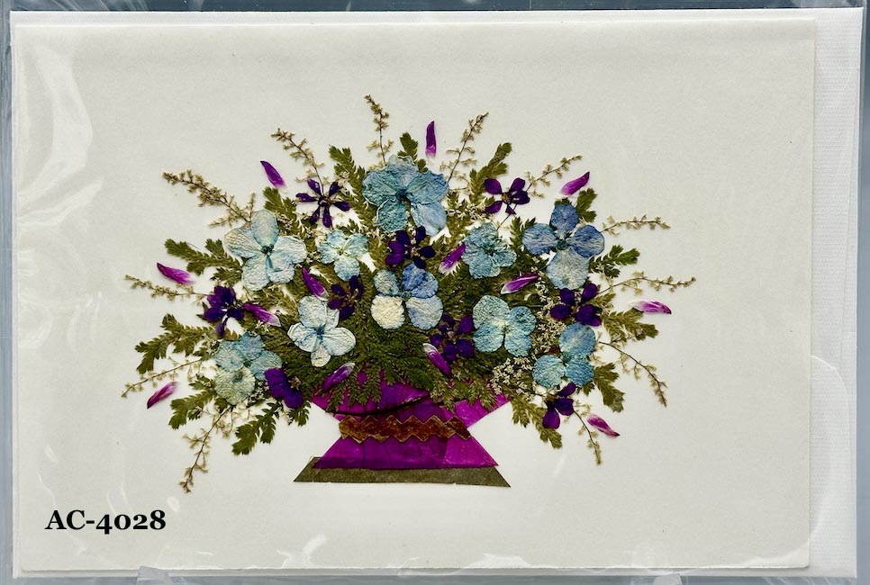 Handmade Pressed Dried Real Flower Greeting Card - Floral Arrangement