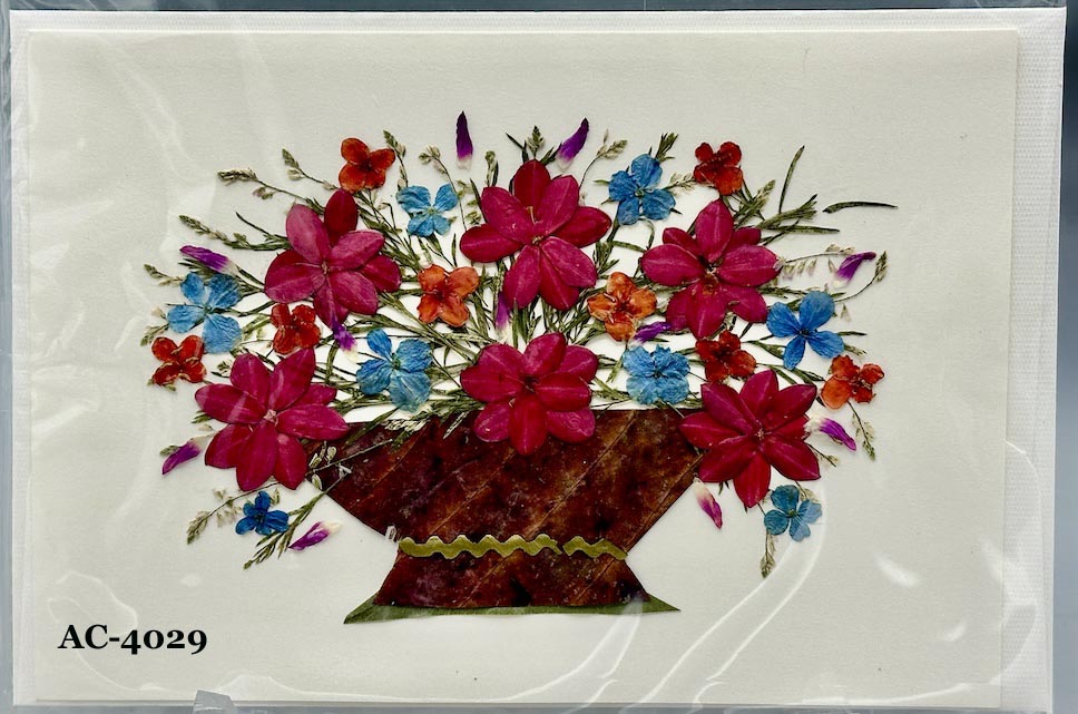 Handmade Pressed Dried Real Flower Greeting Card - Floral Arrangement