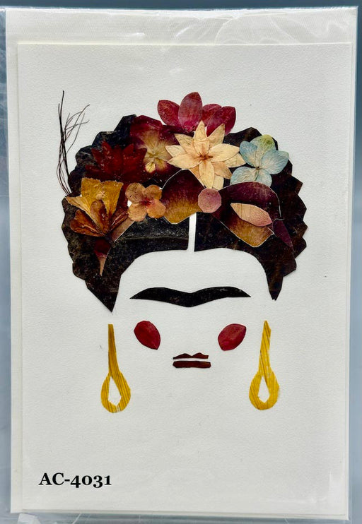 Handmade Pressed Dried Real Flower Greeting Card - Frida Kahlo