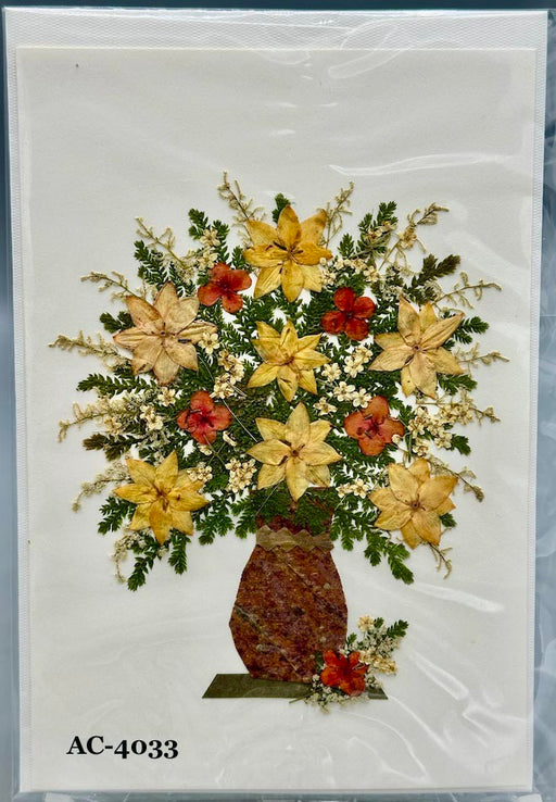 Handmade Pressed Dried Real Flower Greeting Card - Floral Arrangement