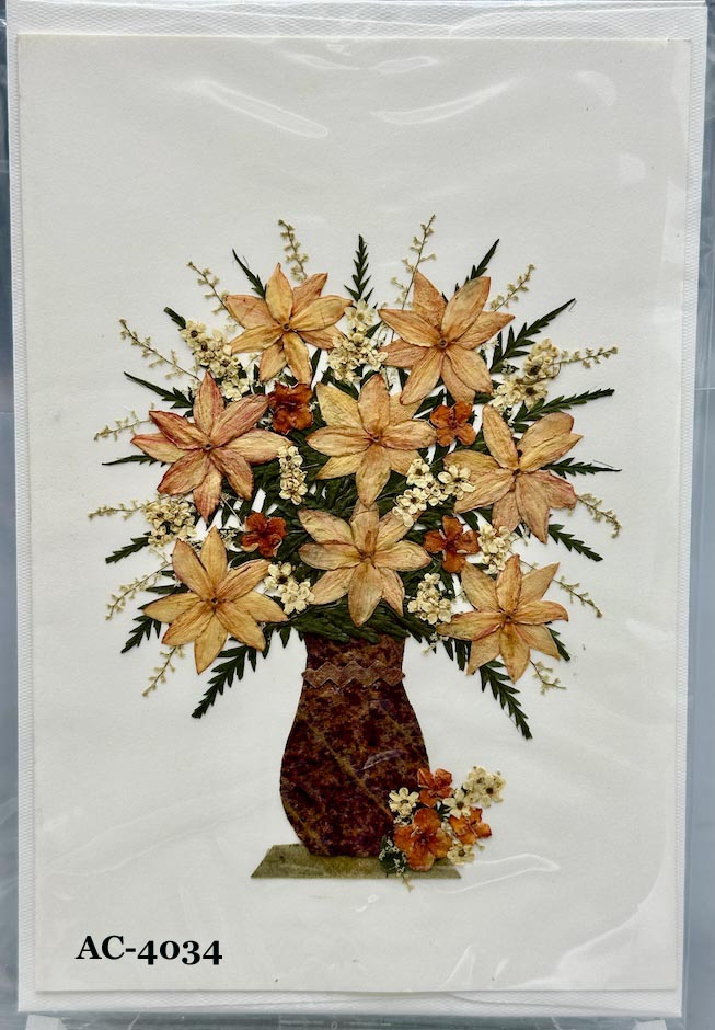 Handmade Pressed Dried Real Flower Greeting Card - Floral Arrangement