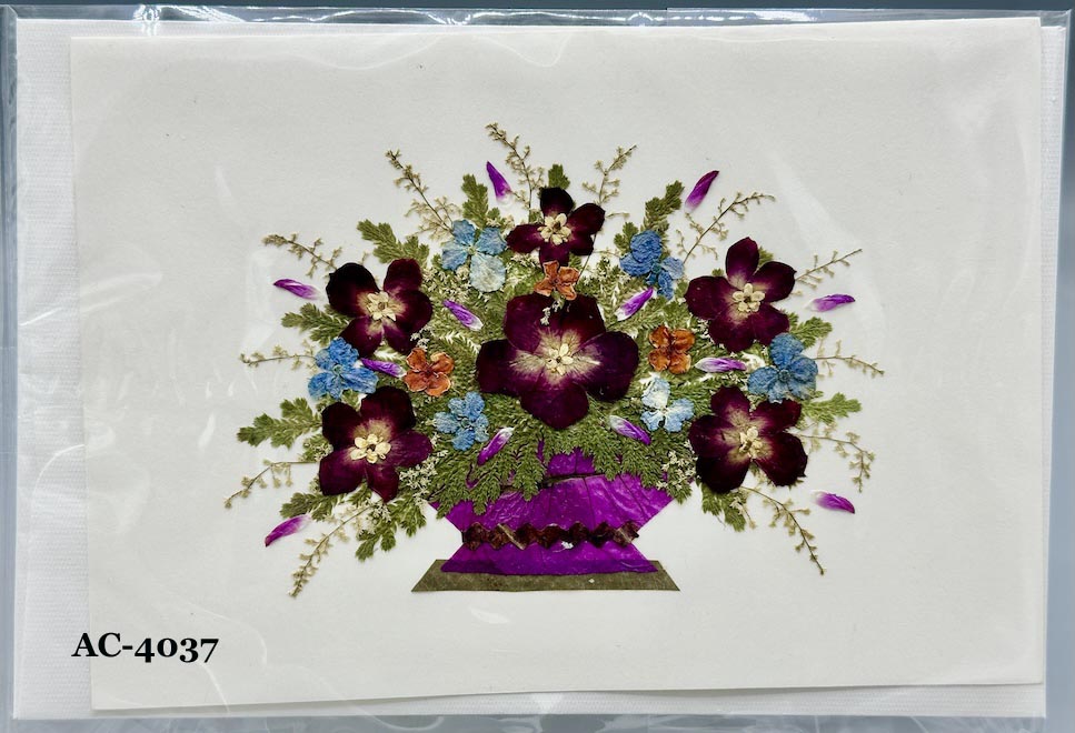 Handmade Pressed Dried Real Flower Greeting Card - Floral Arrangement
