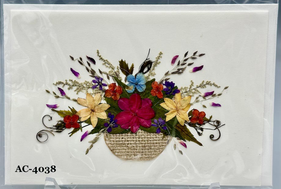 Handmade Pressed Dried Real Flower Greeting Card - Floral Arrangement