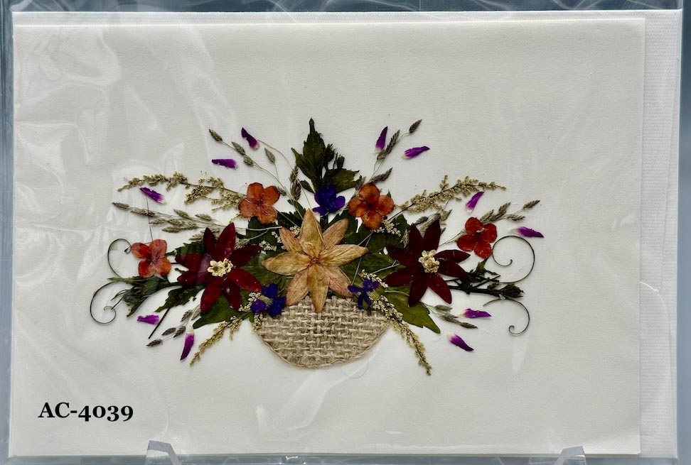 Handmade Pressed Dried Real Flower Greeting Card - Floral Arrangement