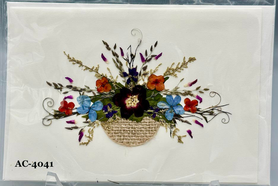 Handmade Pressed Dried Real Flower Greeting Card - Floral Arrangement