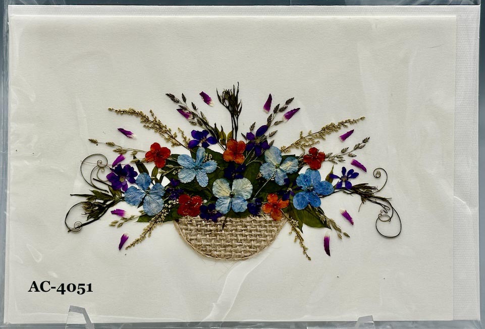 Handmade Pressed Dried Real Flower Greeting Card - Floral Arrangement