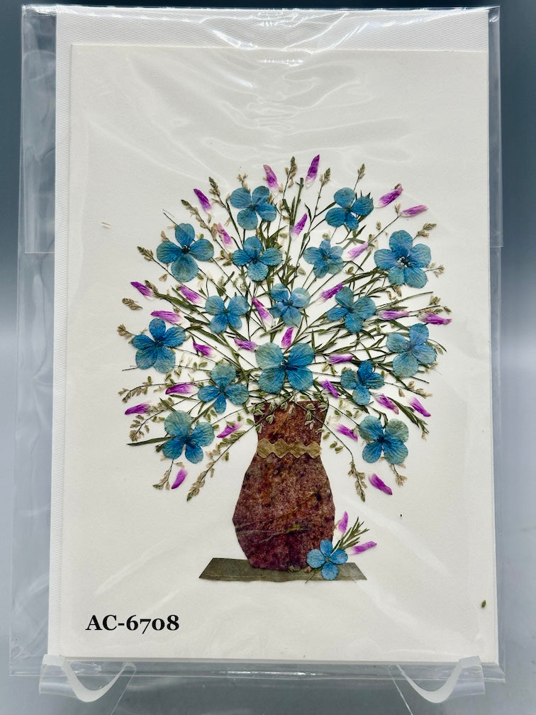 Handmade Pressed Dried Real Flower Greeting Card - Floral Arrangement