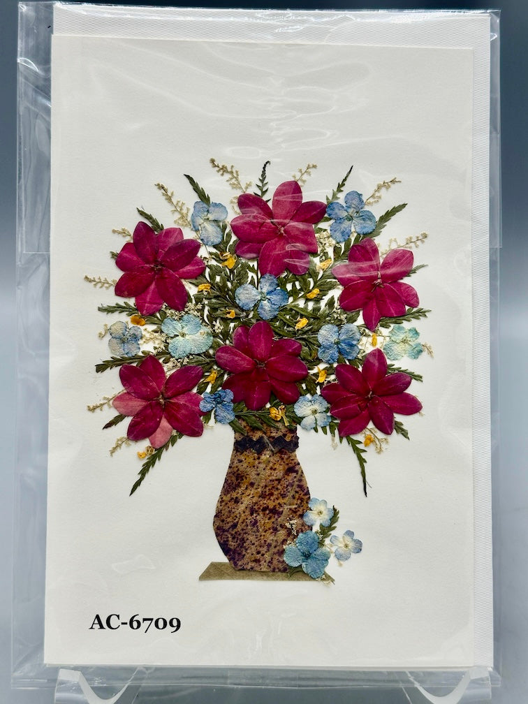 Handmade Pressed Dried Real Flower Greeting Card - Floral Arrangement