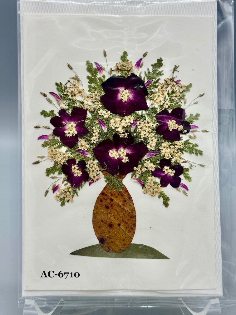 Handmade Pressed Dried Real Flower Greeting Card - Floral Arrangement