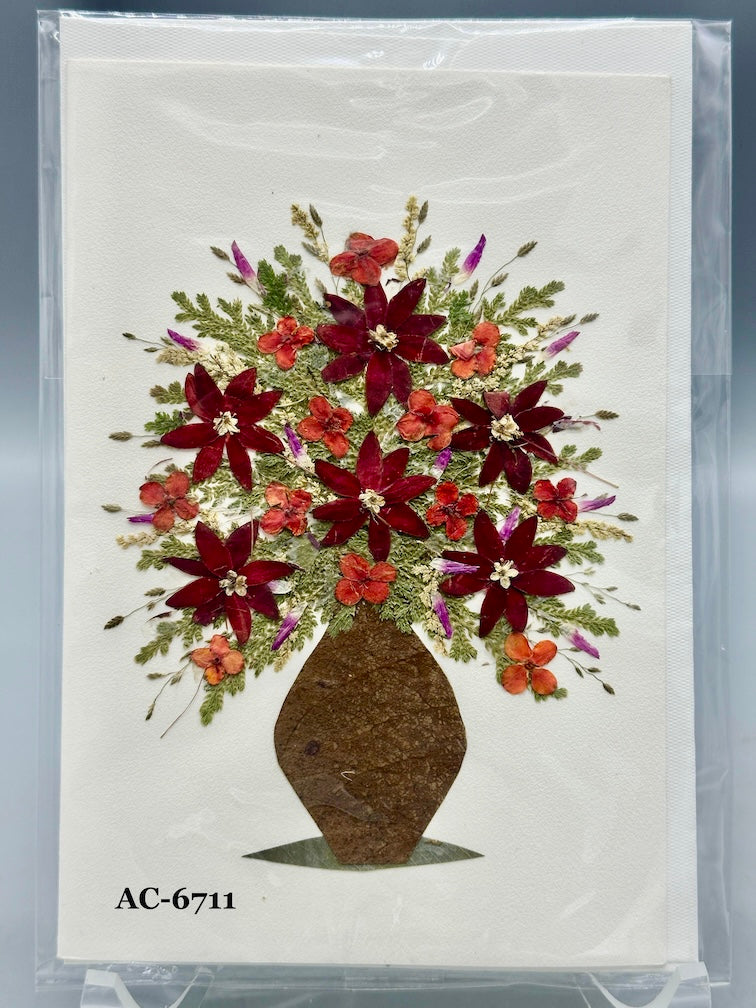 Handmade Pressed Dried Real Flower Greeting Card - Floral Arrangement