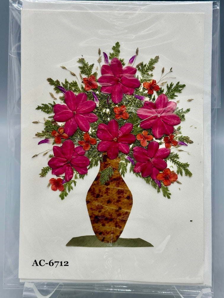 Handmade Pressed Dried Real Flower Greeting Card - Floral Arrangement