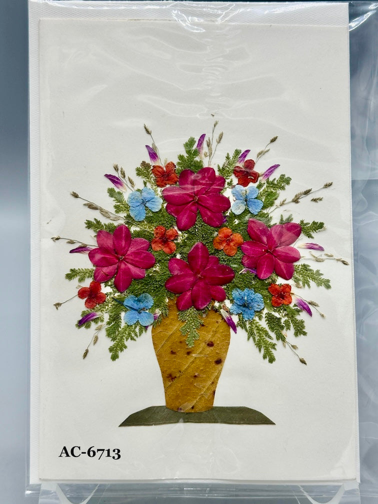 Handmade Pressed Dried Real Flower Greeting Card - Floral Arrangement