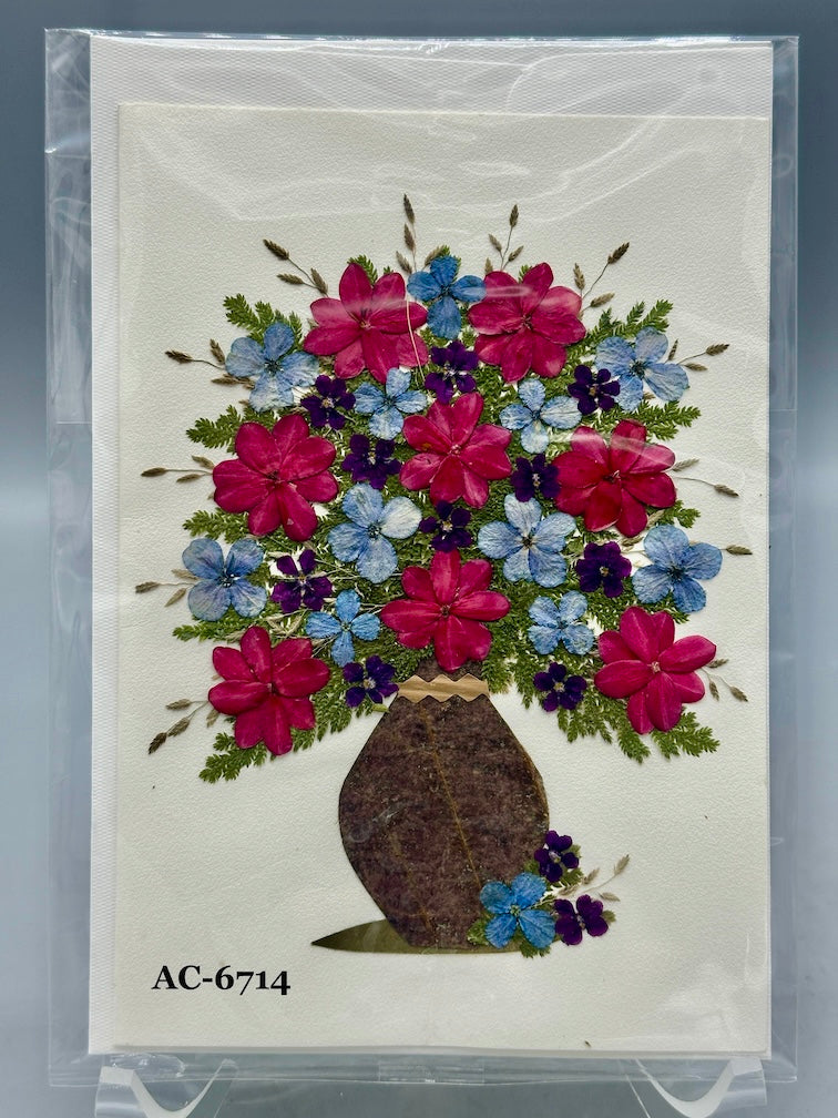 Handmade Pressed Dried Real Flower Greeting Card - Floral Arrangement