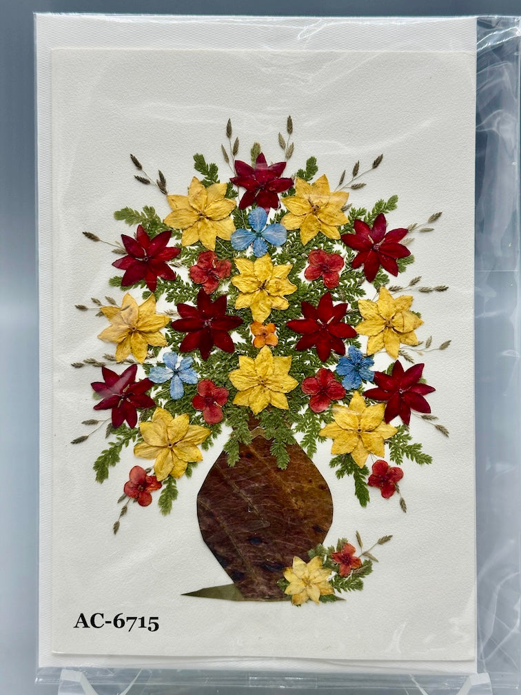 Handmade Pressed Dried Real Flower Greeting Card - Floral Arrangement