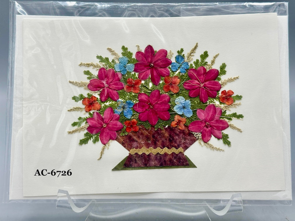 Handmade Pressed Dried Real Flower Greeting Card - Floral Arrangement