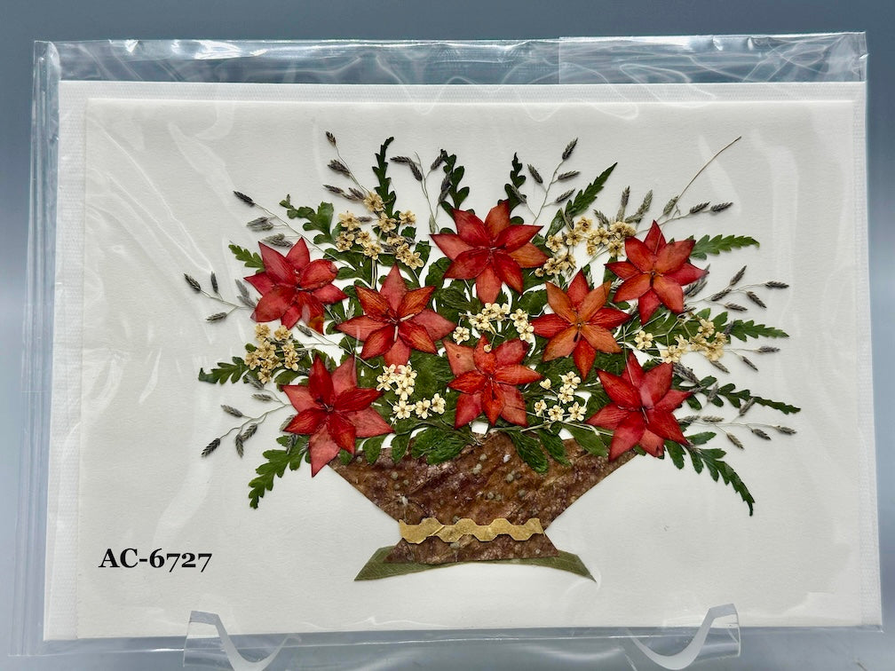 Handmade Pressed Dried Real Flower Greeting Card - Floral Arrangement