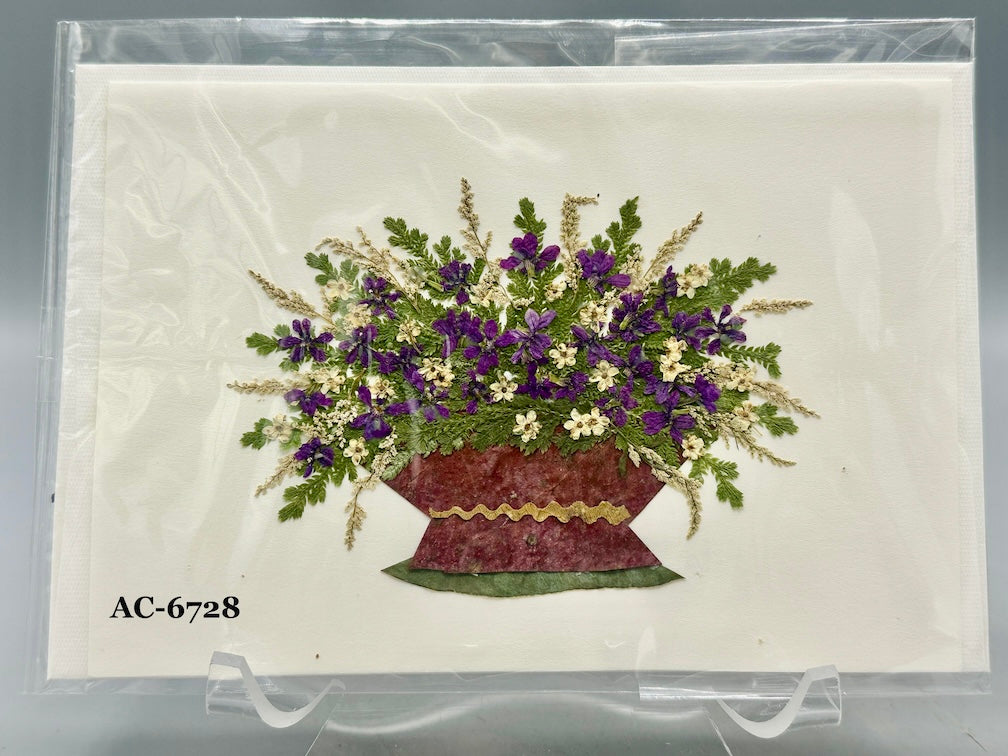 Handmade Pressed Dried Real Flower Greeting Card - Floral Arrangement