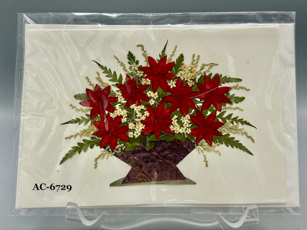 Handmade Pressed Dried Real Flower Greeting Card - Floral Arrangement