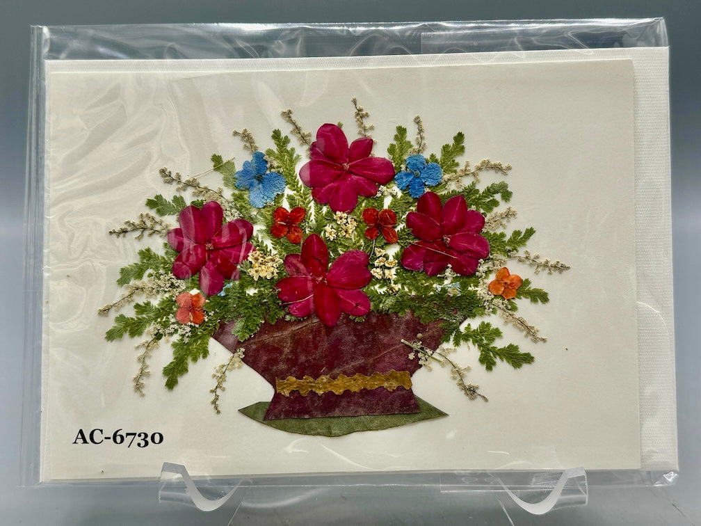 Handmade Pressed Dried Real Flower Greeting Card - Floral Arrangement
