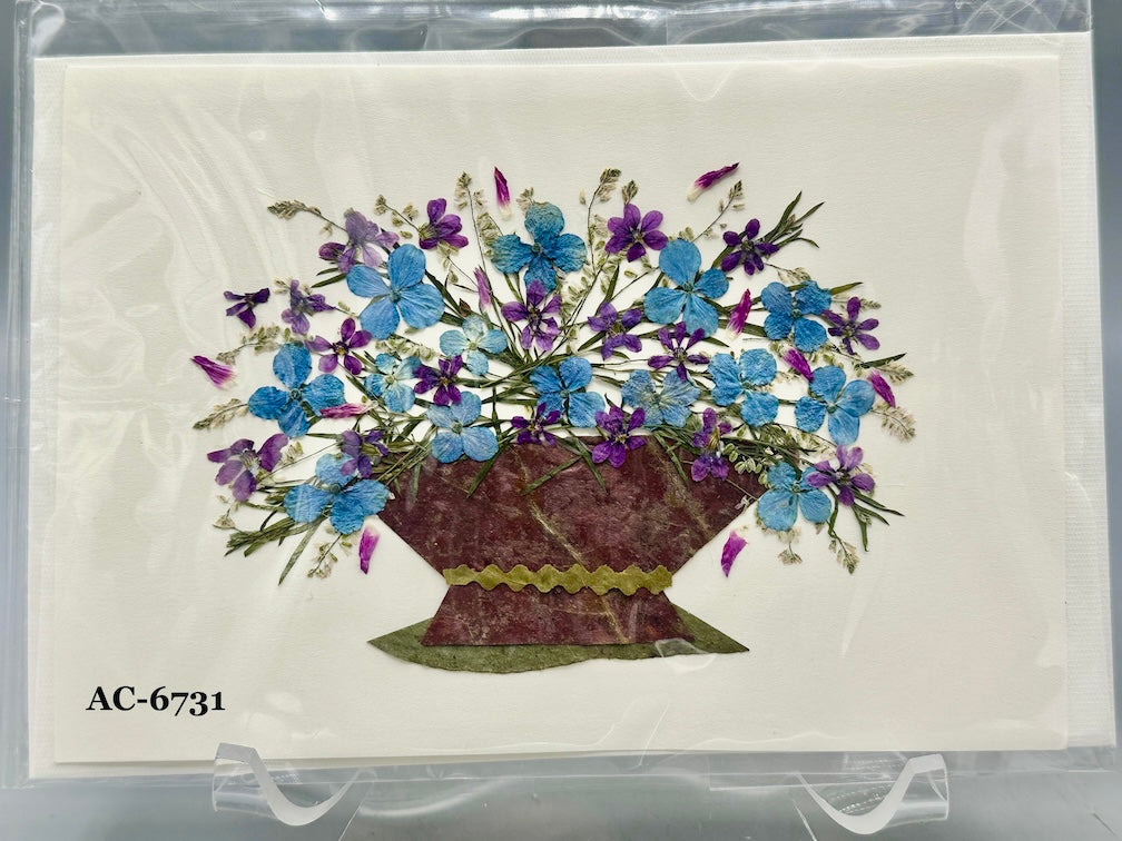 Handmade Pressed Dried Real Flower Greeting Card - Floral Arrangement