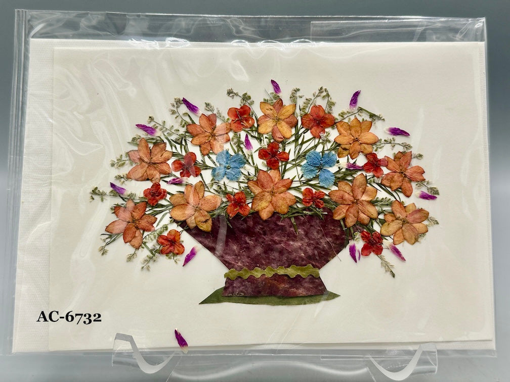 Handmade Pressed Dried Real Flower Greeting Card - Floral Arrangement