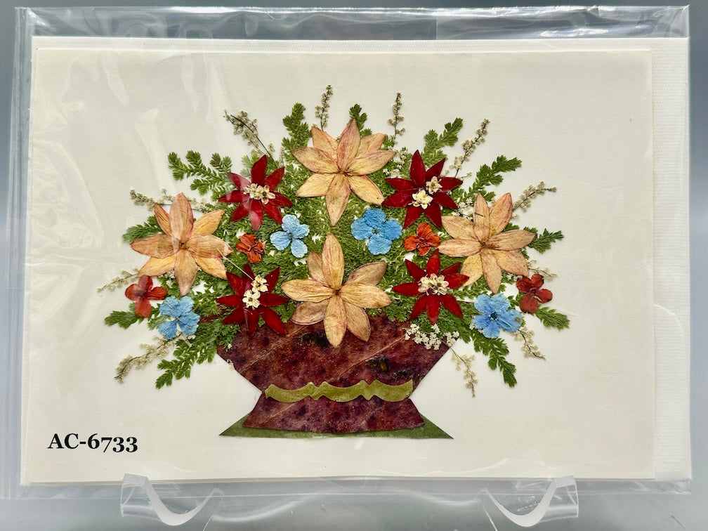 Handmade Pressed Dried Real Flower Greeting Card - Floral Arrangement