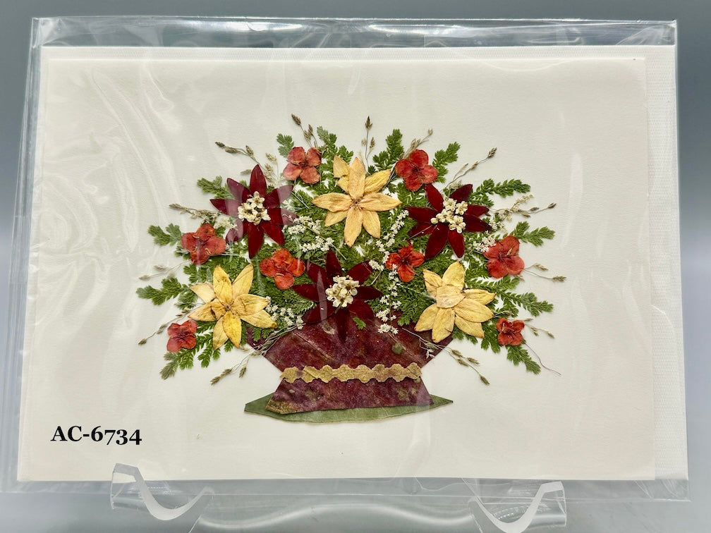 Handmade Pressed Dried Real Flower Greeting Card - Floral Arrangement