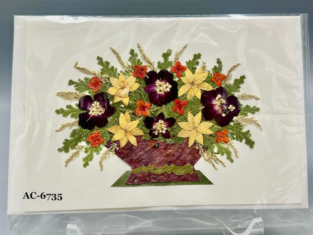Handmade Pressed Dried Real Flower Greeting Card - Floral Arrangement