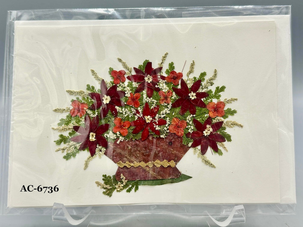 Handmade Pressed Dried Real Flower Greeting Card - Floral Arrangement