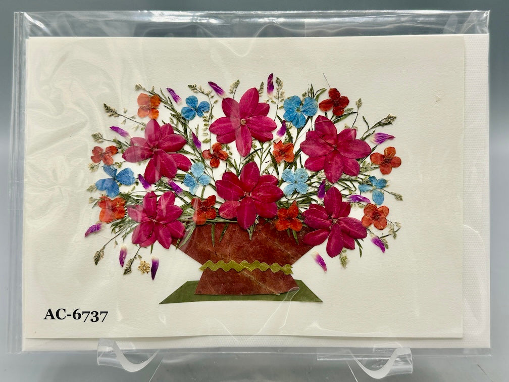 Handmade Pressed Dried Real Flower Greeting Card - Floral Arrangement