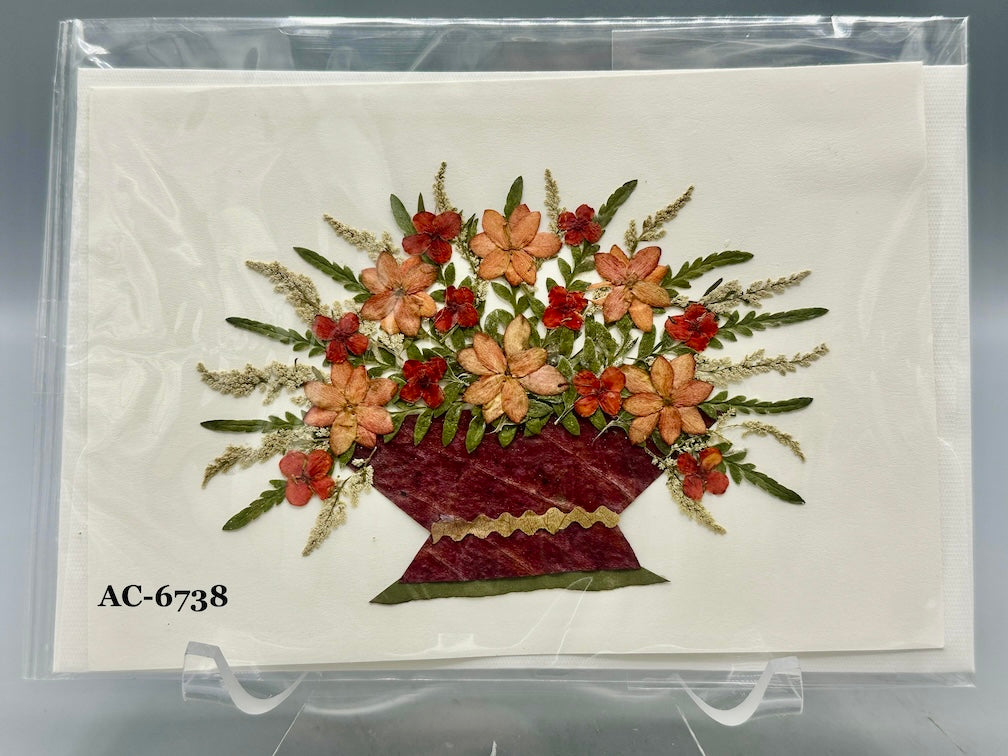 Handmade Pressed Dried Real Flower Greeting Card - Floral Arrangement