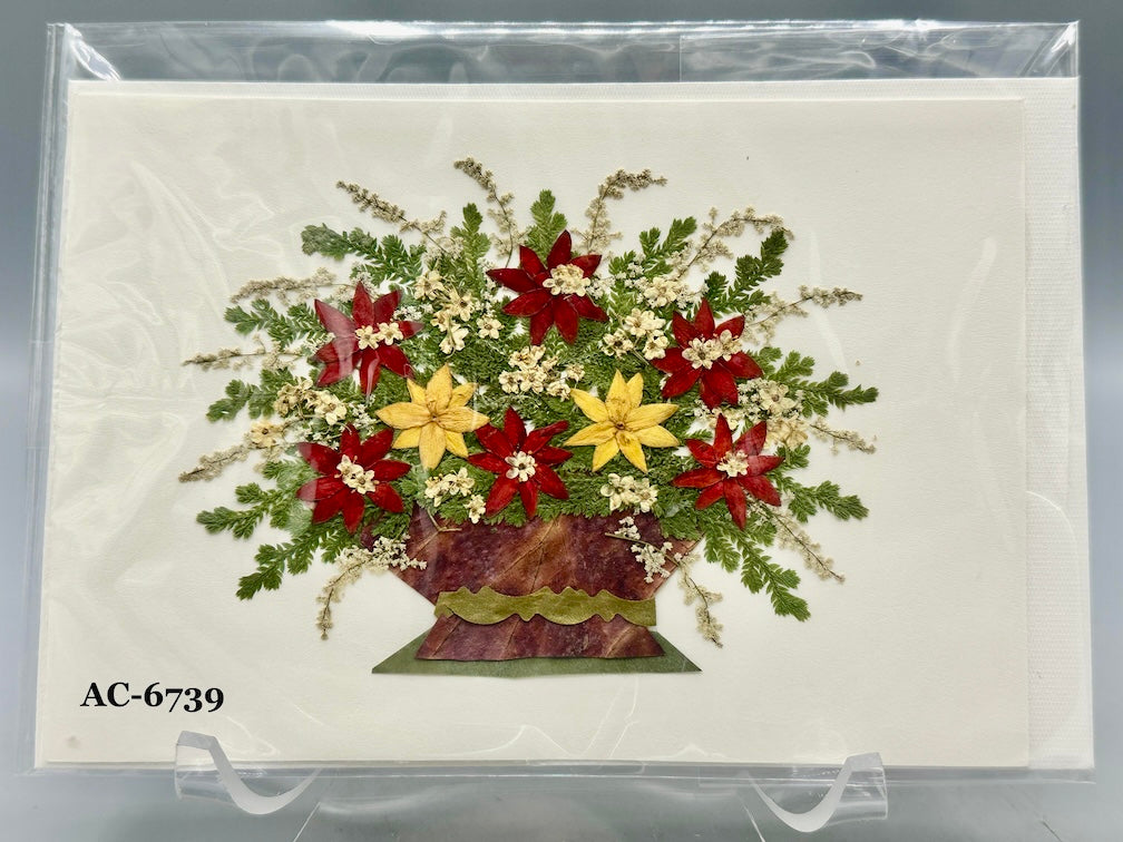 Handmade Pressed Dried Real Flower Greeting Card - Floral Arrangement