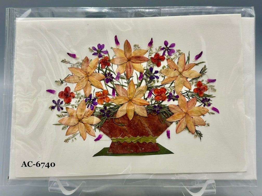 Handmade Pressed Dried Real Flower Greeting Card - Floral Arrangement