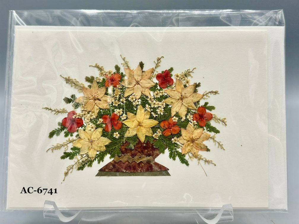 Handmade Pressed Dried Real Flower Greeting Card - Floral Arrangement