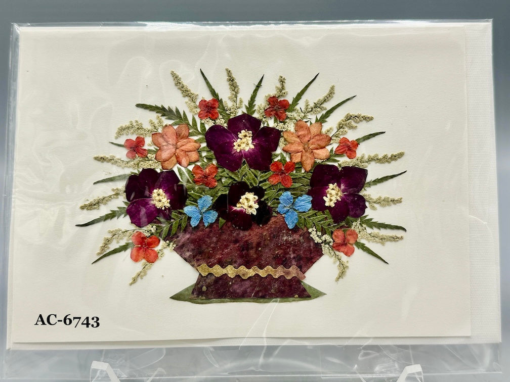 Handmade Pressed Dried Real Flower Greeting Card - Floral Arrangement