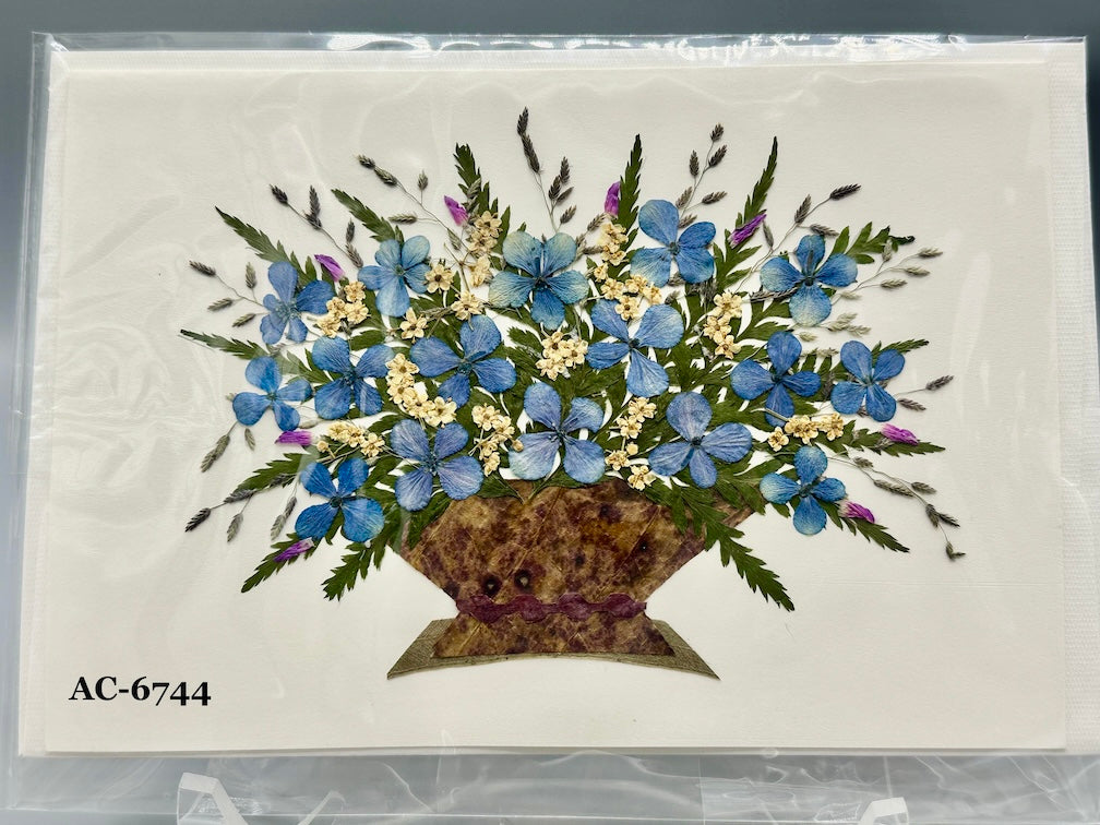Handmade Pressed Dried Real Flower Greeting Card - Floral Arrangement