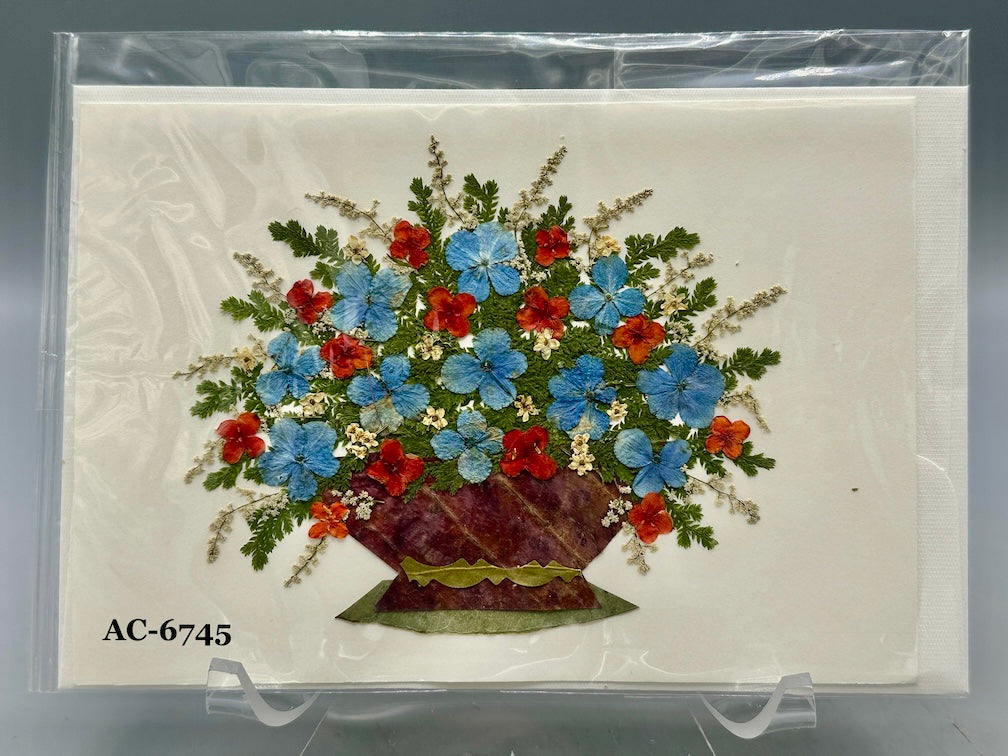 Handmade Pressed Dried Real Flower Greeting Card - Floral Arrangement