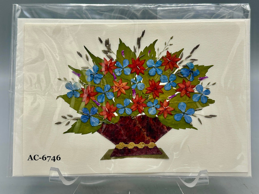 Handmade Pressed Dried Real Flower Greeting Card - Floral Arrangement