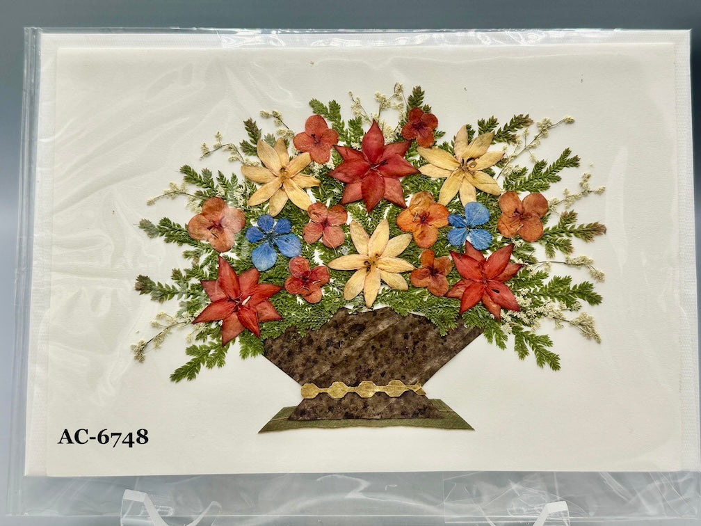 Handmade Pressed Dried Real Flower Greeting Card - Floral Arrangement