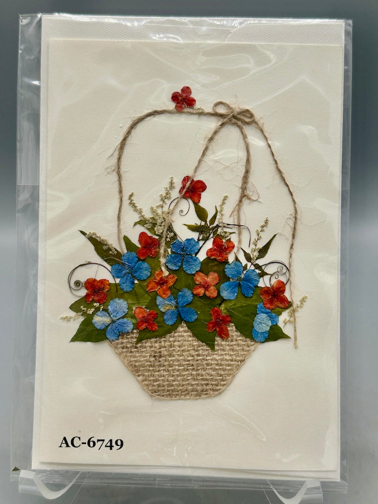 Handmade Pressed Dried Real Flower Greeting Card - Floral Arrangement