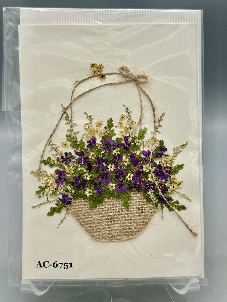 Handmade Pressed Dried Real Flower Greeting Card - Floral Arrangement